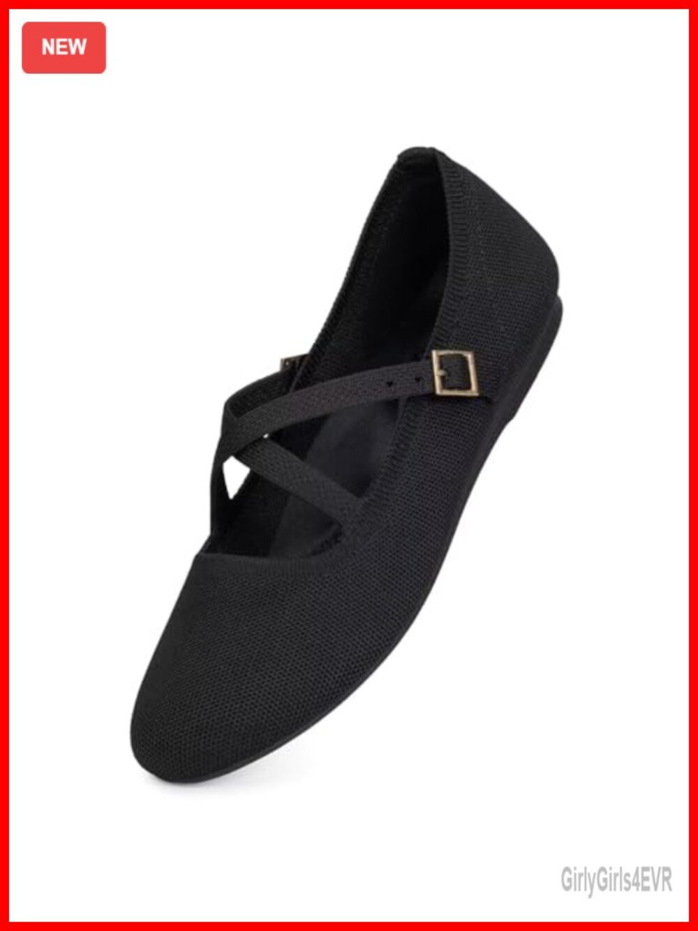 Mary Jane Flats Knit Ballet Criss Cross Ankle Strap Flat Shoes Adjustable Strap